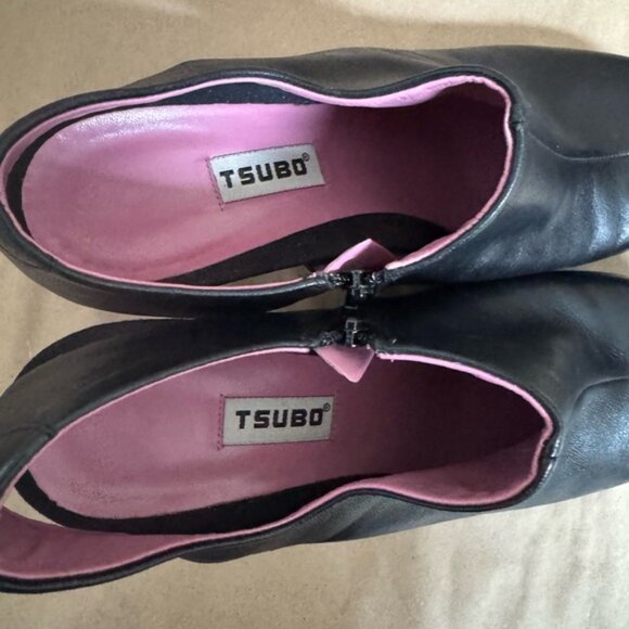 Tsubo Black Leather Sling Back 4 Heeled Booties. Size 8 - Picture 9 of 10